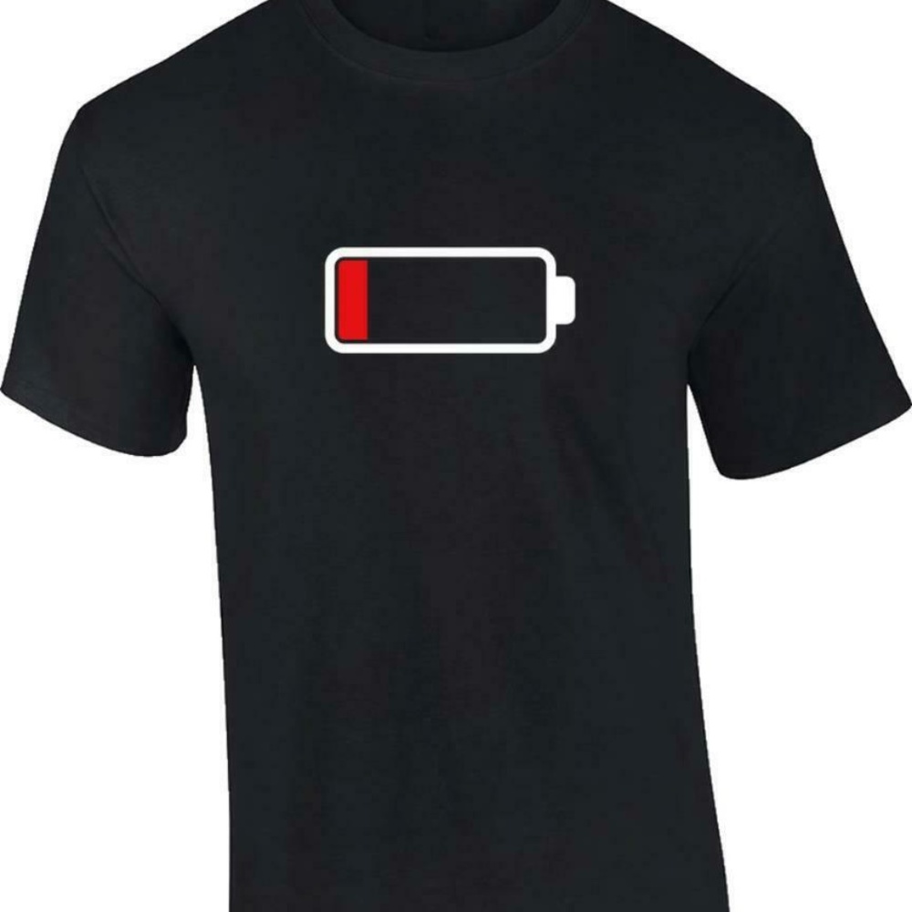 New Funny Low Battery Exhausted T-Shirt xl